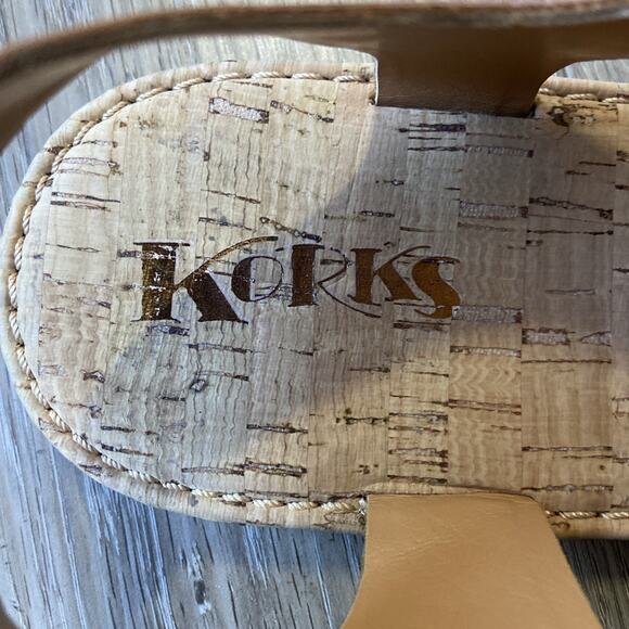 Kork-Ease Sandals Women Sz 9.5 Tan Leather Buckle Strappy Comfortable - Picture 7 of 9